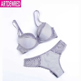 Bras stelt Artdewred sexy kanten bh -set gestreepte beha en panty set lingerie ondergoed plus size intimates ensemble soutien gorge voor vrouwen y240513
