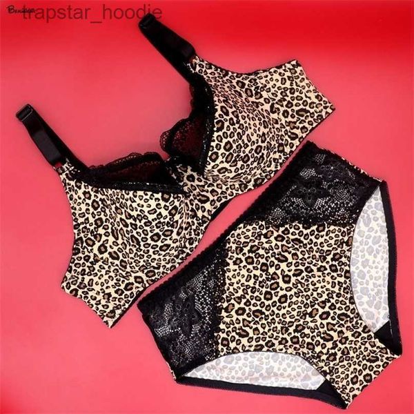 Soutien-gorge Ensembles Beauwear Super Plus Taille Femmes Léopard Soutien-Gorge Bref Ensemble D E F G Coupe Femelle Sous-Vêtements En Dentelle Ensemble Couverture Complète Doux Mince Lingerie ensemble 220513 L230919