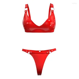 Beha's sets zwart sexy patentleer ondergoed erotische lingerie set dames rood roze push -up bra slipje 2 -stukje