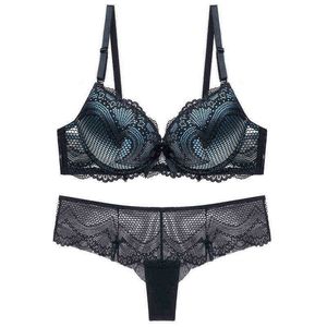 Bh Sets Bh Set Vrouwen Grote Push Up Beha Applicaties Beugel Boog Decoratie Thong Ondergoed Lingerie Vrouwen T220907