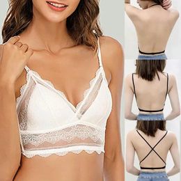 Bras sets bralette sin espalda triangulaire para mujer ropa intérieur suave costuras sujetador de encaje sexy transparent d