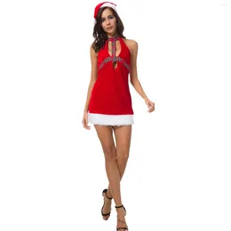 Soutien-gorge Ensembles de Noël Lingerie Érotique Femmes Sexy Rouge Santa Cosplay Costume Peluche Garniture Bandage Sling Chemise De Nuit Exotique Porno Sous-vêtements