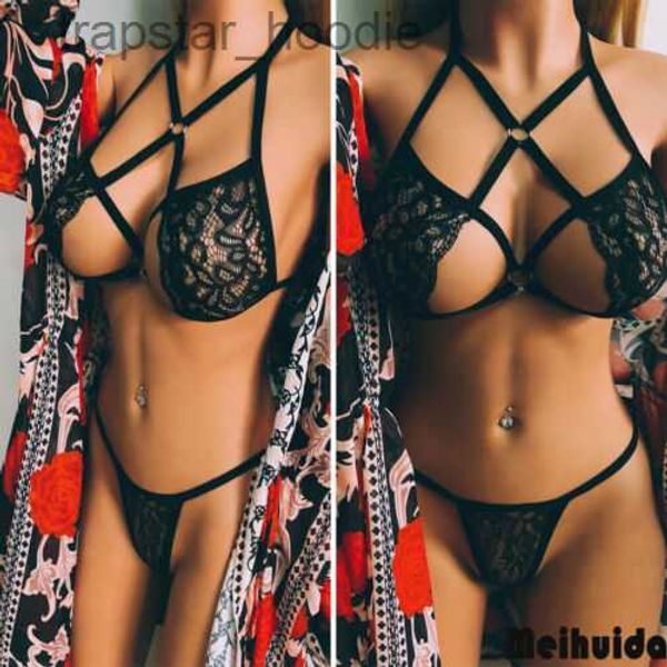 Conjuntos de sujetadores Lencería linda Conjunto sexy Mujeres Sujetador sexual Micro Bikini Conjunto de lencería sexy Conjunto de ropa interior superior Traje de encaje Push Up Ropa exótica Pantalones de sujetador220u L230919