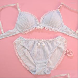 Bras stelt schattige lolita kanten beha en panty set Japanse schoolmeisje kawaii lingerie comfortabele string ondergoed -instructies voor vrouwen drop d dhwwy
