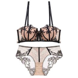 Beha's sets dotey popsy sexy beha en slipje set push omhoog dunne gewatteerde halve beker underwad verwijderbare schouderstraps sexy lingerie voor vrouwen T220907