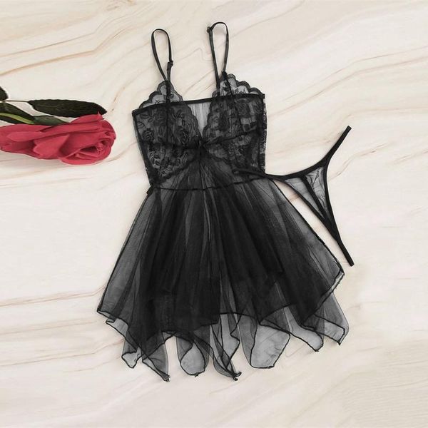 Sistemas de sujetadores elegante ensueño sexy lencería vestido para mujer encaje fluoroscopia belleza tul ropa interior conjunto seductor malla ropa de dormir para mujeres