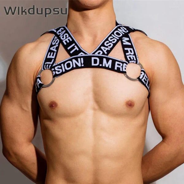 Sets Exotic Tank Top Mens Sexy Body Chest Arnés Bondage Gay Straps Lingerie Sissy Sissy Fetish Fetish Erotic Night trajes