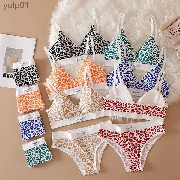 Soutien-gorge Ensembles Mode Imprimer Soutien-gorge Ensemble Femmes Taille Basse Culotte Léopard Sexy Bralette Ensemble V-cou Sport Lingerie Fe Coton Sous-Vêtements Ensemble 6ColorL231202