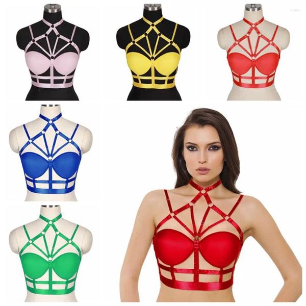 Soutien-gorge Ensembles Fétiche Lingerie Cage Soutien-Gorge Accessoires Punk Goth Bas Élastique Bondage Jarretelles Ceinture Épée Rave Outfit Corps Féminin Érotique