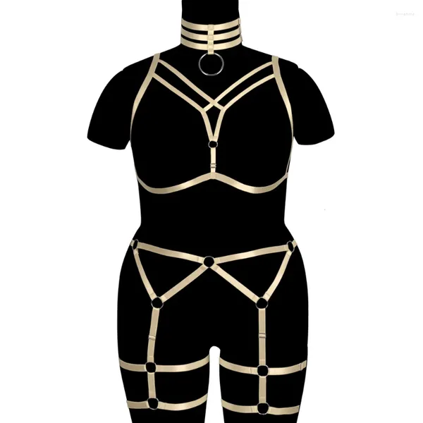 Les soutiens-gorge définissent la cage de corps entier cage cage creux de lingerie sexy ceinture à la taille de la taille plus taille plus aux gros seins femmes sous-vêtements exotiques accessoires punk jargon