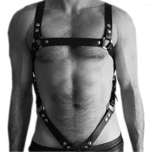 Les soutiens-gorge définissent des vêtements de harnais rave gay pour sexe sexuel en cuir Pu en cuir poitrine fétiche hommes de coffre réglable