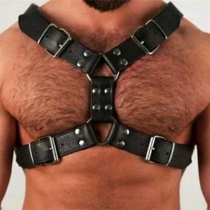 Bras sets gay rave harnais bracelet en cuir vêtements fétichistes mode hommes hommes ajustable corpus de bodage costumes