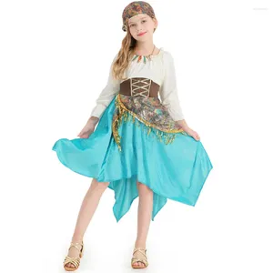 Behas stelt GIPSy Sky Blue onregelmatige rok zware pailletten kant dance jurk flamenco performance kostuum