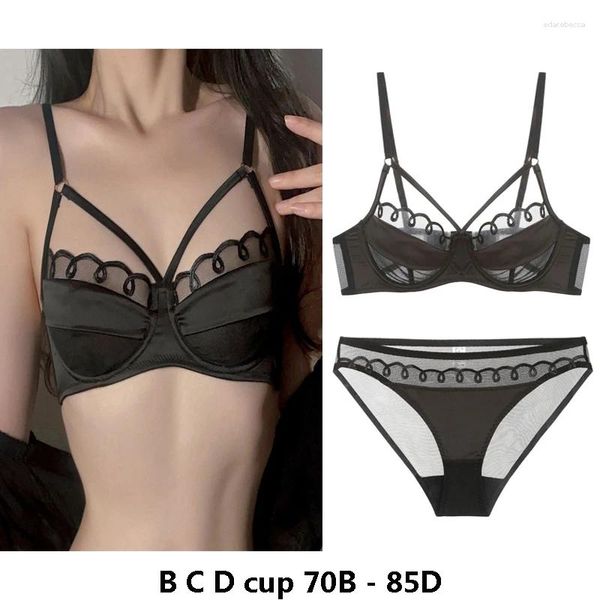 Bras sets de haute qualité Sexy Femmes et bref ensemble push up Lace B C D Cup confortable Lingerie Summer sous-vêtements noir rose violet