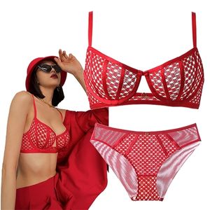 Ensembles de soutiens-gorge évider dentelle soutien-gorge et culotte ultra mince sans éponge à armatures Push Up femmes Lingerie siere rouge Sexy ensemble de sous-vêtements 221010