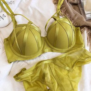 Conjuntos de sujetadores Venta caliente Ropa interior de encaje para mujer Sexy Hollow Push Up Bra Set Vendaje clásico Lencería Moda Fluorescente Tallas grandes C D BrassiereL231202