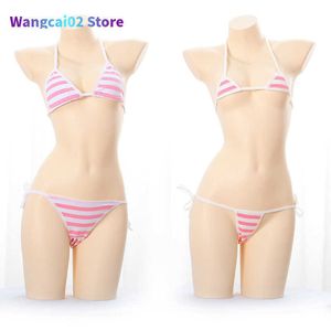 Bras stelt Japanse sexy lingerie lolita kawaii blauw roze wit gestreepte mini bikini volwassen cosplay erotische kostuums beha dames ondergoed set 020723H