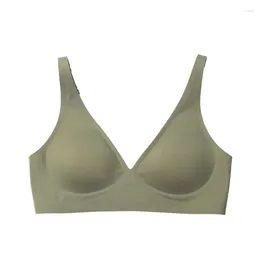 Bras Définit des sous-vêtements japonais solides sans traces pour femmes minces ajustement ajusté de soutien-gorge sans gelée femelle Deep v Sweet Underclothes tous les jours