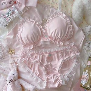 Soutien-gorge ensembles style japonais doux et mignon fruit de pêche pur à proximité fille style anneau non en acier triangle tasse soutien-gorge mince setl231202