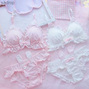Bras stelt Kawaii Lolita Bra en ondergoedset wit ondergoed schattige Japanse melk zijden beha en ondergoedset zijden zachte ondergoedset xw