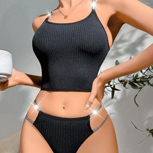 Bh-sets Dames erotische lingerieset Effen uitgehold ondergoed Nachtkleding Tube-top en panty Pornokostuums Sexi Intimates