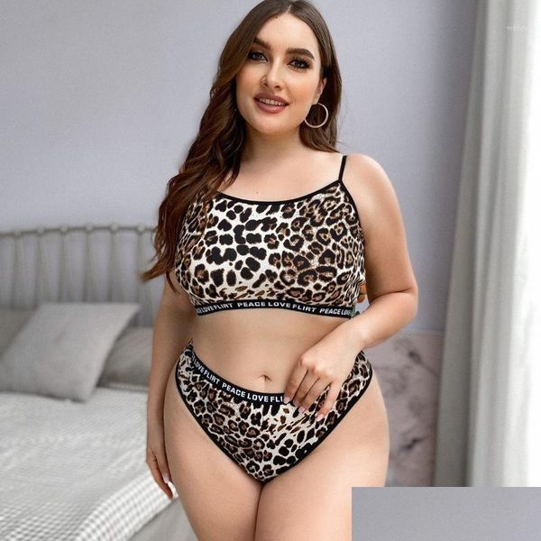 Conjuntos de sujetadores Damas Mujeres Pijamas Tentación Leopardo Halter Porno Plus Tamaño Perspectiva Ropa interior Erótica Casual Lencería Albornoz Drop D DHI5P