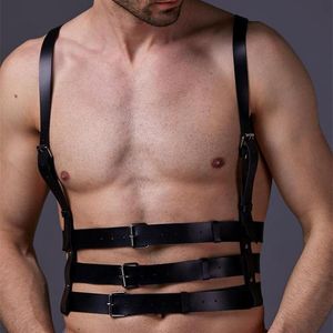 Soutien-gorge Ensembles Cuir Harnais Épaule Mince Ceinture Pour Hommes Sexy Fétiche Poitrine Bdsm Bondage Réglable Muscle O-Ring Boucles Goth Punk Sus287N