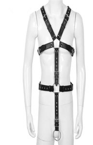 Bh's Sets Mannen Lederen Bdsm Bondage Full Body Harnas Afneembare Riem Met O-ring Open Kruis Gay Volwassen GameBras8700659