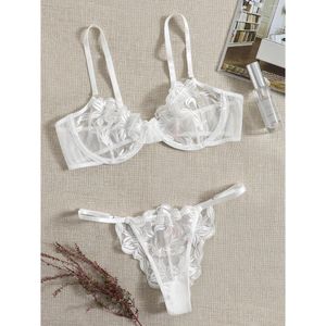 Bras SetS Mesh Broidered Lingerie for Women Aesthetic Eroctic Two Piece Nice Y Underwear Deluxe Erotic Bra Set Drop Livrot Dhv6y