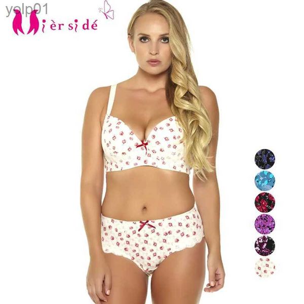 Conjuntos de sujetadores Mierside 955 Venta caliente Mujeres Ropa interior sexy Tallas grandes Impresión Push Up Bra Set Sexy Casual Breve y Bralette Tamaño grande L231202