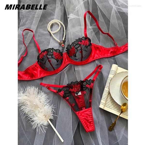 Bras sets mirabelle lingerie de lingerie en dentelle florale set 2 pièces de luxe sous-vêtements sexy fée érotique fine tenue exotique