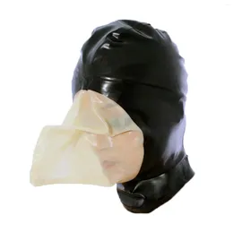 Conjuntos de sujetadores Monnik Capucha de látex Máscara apretada de goma con bolsa de respiración hecha a mano para fiesta fetiche Clubwear Body Halloween