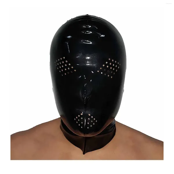 Soutien-gorge Monnik Latex Masque Fetish Hood EyesMouth Ouverture en nid d'abeille avec fermeture à glissière arrière à la main pour body cosplay fête