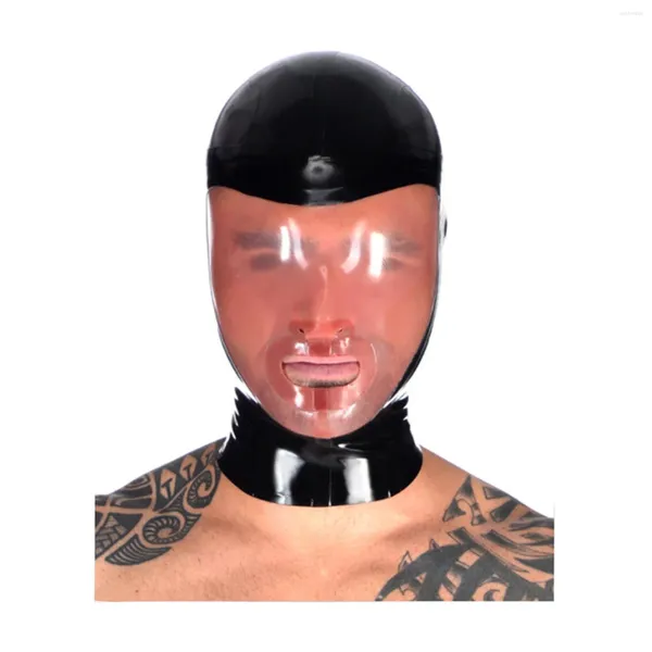 Conjuntos de sujetadores Monnik Latex Máscaras de capucha de goma sexy para fiesta única unisex