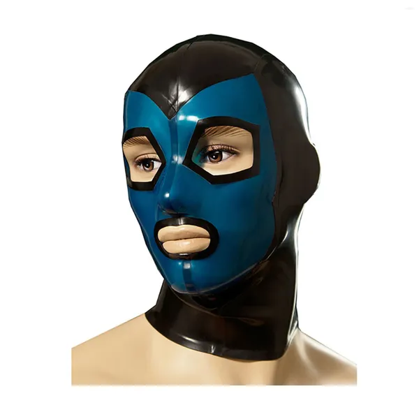 Soutien-gorge Monnik Latex Masque Unisexe Dark BlueBlack Couleurs avec fermeture à glissière arrière à la main pour Catsuit Cosplay Party Clubwear