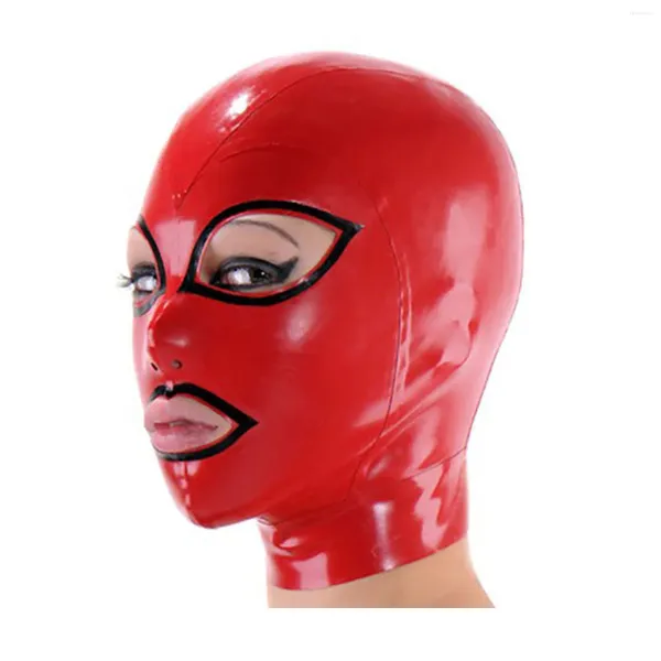 Soutien-gorge Monnik Masque en latex rouge Party Wear Enthousiaste Capot en caoutchouc Body Cosplay avec fermeture à glissière arrière à la main