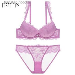 Bh's Sets Norns vrouwen lingerie set Borduren lingerie Bloem sexy bh porno push up femme en bralette transparant Y200708 L230919