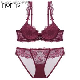 Ensembles de soutiens-gorge Norns femmes ensemble de lingerie Broderie lingerie Fleur soutien-gorge sexy porno push up femme et bralette transparente Y200708 Z230710