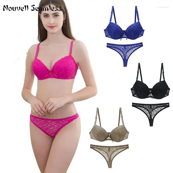 Soutien-gorge Ensembles Nouvelle Dentelle Sans Couture Floral Sous-Vêtements Push Up Soutien-Gorge Ensemble Pour Femmes Confort Réglable Sexy Dos Nu Sans Fil Lingerie