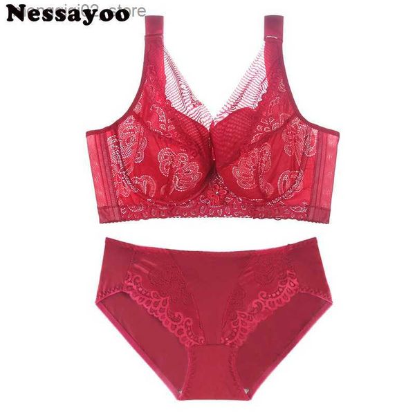 Ensembles de soutiens-gorge Plus Taille 46 48 50 Ensemble de soutien-gorge Lingerie Culotte et soutien-gorge E F Cup Lingerie pour femmes Slip grande taille L-XXXL Taille Culotte Lady Bra Set Q230922