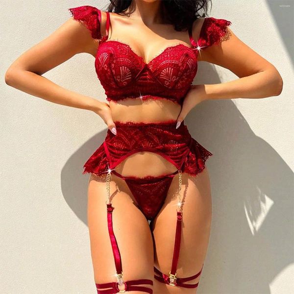 Bras sets porno lingerie sexy femme en dentelle de dentelle et de saut de saut de saut de saut costumes érotiques sous-vêtements Sexi babydolls Lenceria