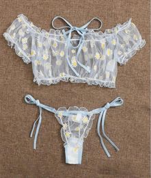 Bras stelt porno sexy lingerie set erotisch gaas transparant ondergoed schattig daisy lenceria erotica mujer sexi top met underpants9323005