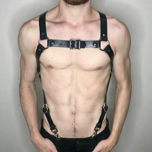 Bh Sets Rave Kostuums Gay Gear Clubwear Harnas Tanks Latex PU Leer Mens Sex Exotische Top Fetish Verstelbare StrapBras