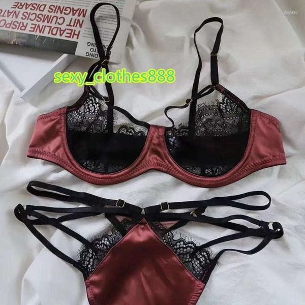 Conjuntos de sujetadores S M L XL ABCD Conjunto de lencería transparente ultrafino para mujeres Sexy Push Up Ropa interior Hollow Out Ladies Intimates Ropa de dormir de encaje