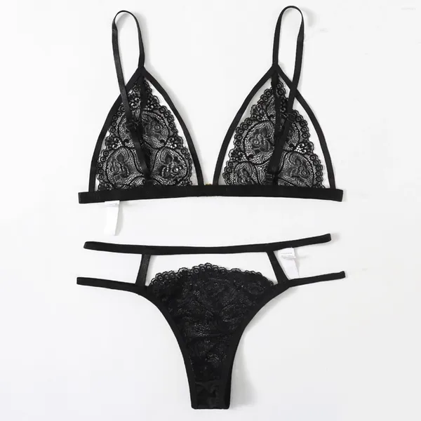 Soutien-gorge Ensembles Soutien-gorge en dentelle fine sans couture pour femmes Lingerie sexy Sous-vêtements transparents sans fil Bralette Panty Ensemble érotique Vêtements de nuit pour femmes