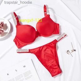 Bh's Sets Geheimen Voor Sexy Vrouwen Hot Bikini String Ondergoed Dames Slipje Verstelbare Push Up Bh Set Brief Strass Lingerie Sets X0526 L230919