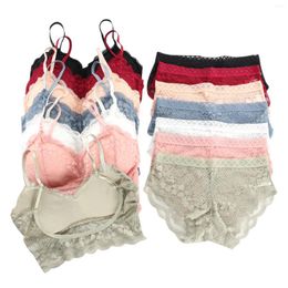 Bras stelt Sexy Cutout BRA Push Up Silk Bralette Underwear en Panty Set Lingerie For Women 2 Piece 4