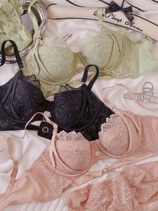 Beha's stelt sexy holle kanten bh met stalen ring dunne grote borsten tonen kleine ondergoed meisjes push omhoog dames lingerie panty