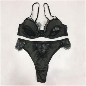 Bras stelt sexy kant satijnen stiksel lingerie voor vrouwen perspectief Temptatie dunlarge wimper push -up bh bra set dames ondergoed pan dhl5m