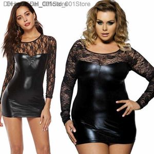 Bras stelt sexy lederen bodycon jurk kant bodysuit vrouwelijk plus size night club latex lingerie body pakken voor dames paal dans sex z230814